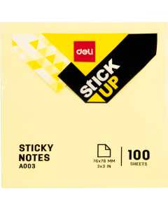 Deli Sticky Notes 3”×3” 100 Sheets Yellow