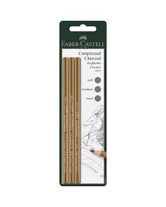 Faber Castell Pitt compressed charcoal pencil,set of 3, soft, medium, hard