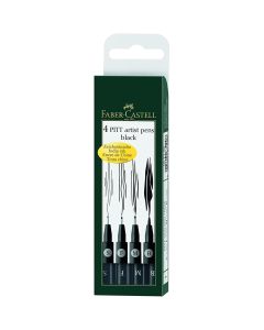 Pitt Artist PenÂ® India ink pen, wallet of 4 black Faber-Castell - 167100