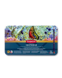 Derwent Inktense Pencils Tin, Set of 72, 4mm Round Core, Firm Texture, Watersoluble