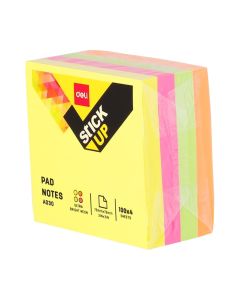 Deli Sticky Notes 3"x3" 4x100s Asst. Color Deli - A03003