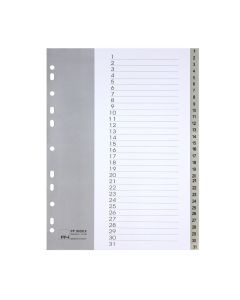 Divider 1 - 31 With Number Grey Plastic