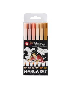 Unique Manga Colouring Brush Pens Set Of 6 Koi - 7654