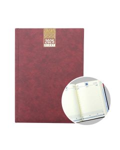 2025 B5 Soft Touch Maroon Hard Case Diary - Daily Page