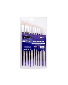 Mont Marte Studio Artist Brushes 12pc Flat 1-12