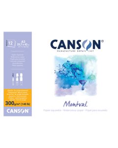 Canson Montval Watercolour Pad 300 G Glued 1 Side - A3