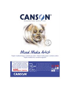 Canson Mixed Media Artist Pad, 600gsm, A4 Glued Pad,