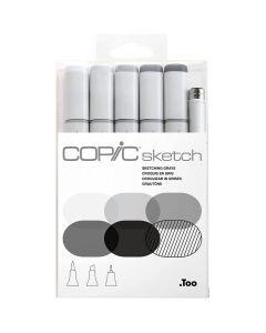 COPIC Sketch Marker Sets, 5-Color Set Grays & 1 Multiliner SP 2624