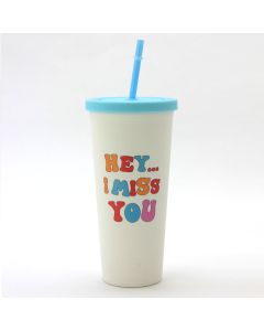 Water Bottle DW Plastic 2024 Tumbler with straw Blue
