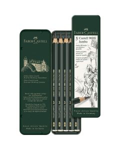 Faber Castell 9000 Jumbo graphite pencil, tin of 5