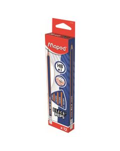 Maped Black Peps Navy 12x HB Pencil +Eraser 