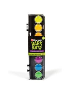 Neon Glow Watercolour Paint Discs,8-Color Set with Brush - Micador Dark Arts