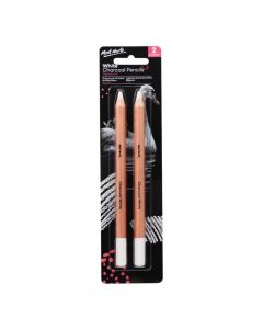 Mont Marte Signature White Charcoal Pencils Lge Hex 2 Pcs
