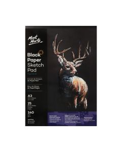 Mont Marte Black Paper Sketch Pad 25 sheet 140gsm A3