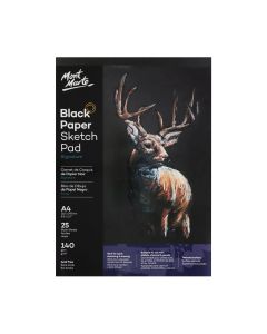 Mont Marte Black Paper Sketch Pad 25 sheet 140gsm A4