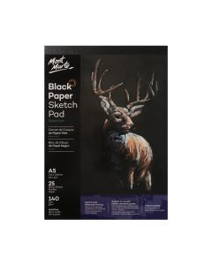 Mont Marte Black Paper Sketch Pad 25 sheet 140gsm A5