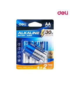 Battery Alkaline AA LR6 4+2 pcs Blue Deli - 82900