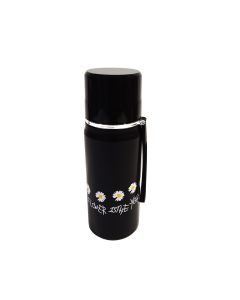Water Bottle Black with yellow flowers design D - 420ML