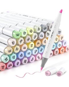 Ohuhu Honolulu New 48 Pastel Colors Dual Tips Alcohol Art Markers - Brush & Chisel