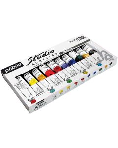 Pebeo Studio Acrylic Set, 10-Colors 20ml & 1 Free Brush