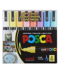 POSCA 8-Color Paint Marker Set, PC-5M Medium, Soft Colours