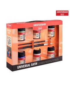 Universal Paint Satin Set 6 x 16 ml + 2 Brushes