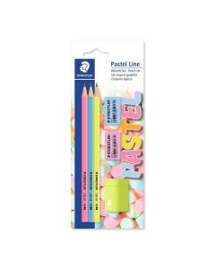 Staedtler Pastel Line HB Graphite Pencils Erasers & Pencil Sharpener Set