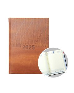 2025 A5 Daily Diary - Brown Edge Stitching 1