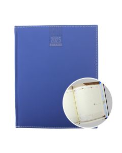 2025 Executive Weekly Diary - Blue with White Thread 10 x 8 inch