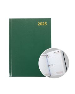 2025 A5 Half Page Green Hard Case Diary - SAT/SUN Edition
