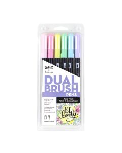 Dual Brush Pen Art Markers, Pastel, 6-Pack - 56213