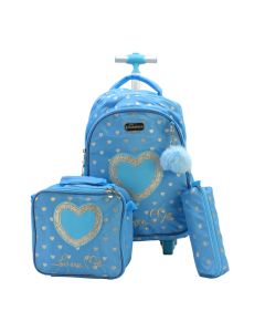 Glossy Bird School Bag Trolley - 12808T-3 Blue