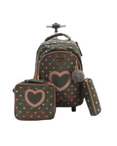 School Bag Trolley Heart Design 12809T-3