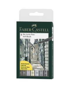 Pitt Artist Pen Soft Brush India ink pen, wallet of 8
