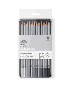 Winsor & Newton Studio Collection Graphite & Charcoal Pencil Sets,12-Piece Graphite Soft Tin Set