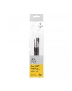 Winsor & Newton Galeria Brush Set, 3-Brushes, Short Handled