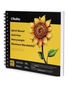 Ohuhu Portable Square Sketchbook, 8.9"Ã—8.3", 200GSM, 60 Sheets