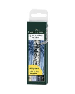 Pitt Artist Pen?? Soft Brush India ink pen wallet of 4 Faber-Castell - 167804