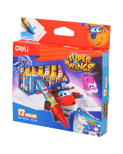 Deli Super Wings Wax crayon 12 colors - 21000 