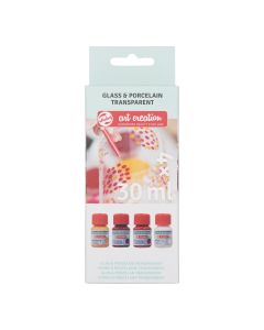 Glass & Porcelain Transparent set Pink Frost | 4 x 30 ml - Talens 411900002