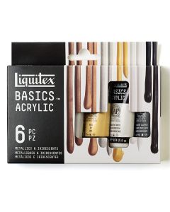 Liquitex Basics Acrylic Paint Set, 6 x 118ml - Metallic & Iridescent