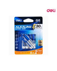 Battery Alkaline AAA LR03 4+2 pcs Deli - 82901