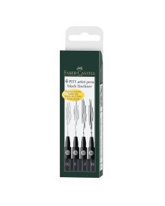 Faber Castel Pitt Artist Pen?? Black Fineliner - Wallet of 4 (XS, S, F, M)