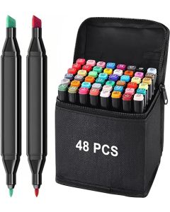 TouchFive Markers 48 Colors Broad Fine Sketch Pen Black case