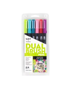 Dual Brush Pen Art Markers,Tropical Palette - 6 pack - 56211