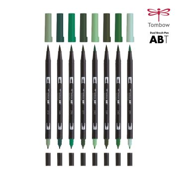 Tombow Dual Brush Pen Art Marker Greens
