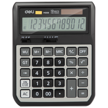 Deli Calculator Metal 12 Digit Grey M00820