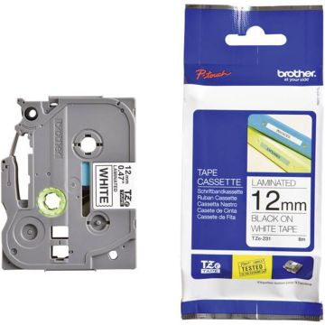 Brother TZE-221 P-Touch Labelling Tape 12mm Black on White