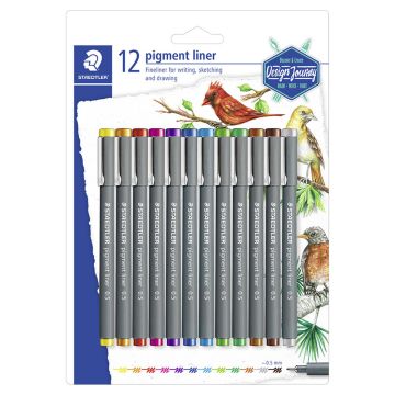 Staedtler 308 Pigment Liner 0.5 Assorted Colours Set of 12