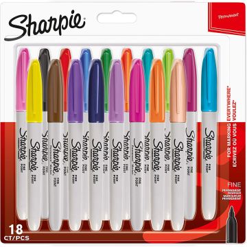 Sharpie Permanent Markers  Fine Point Assorted Fun Colours  - 18